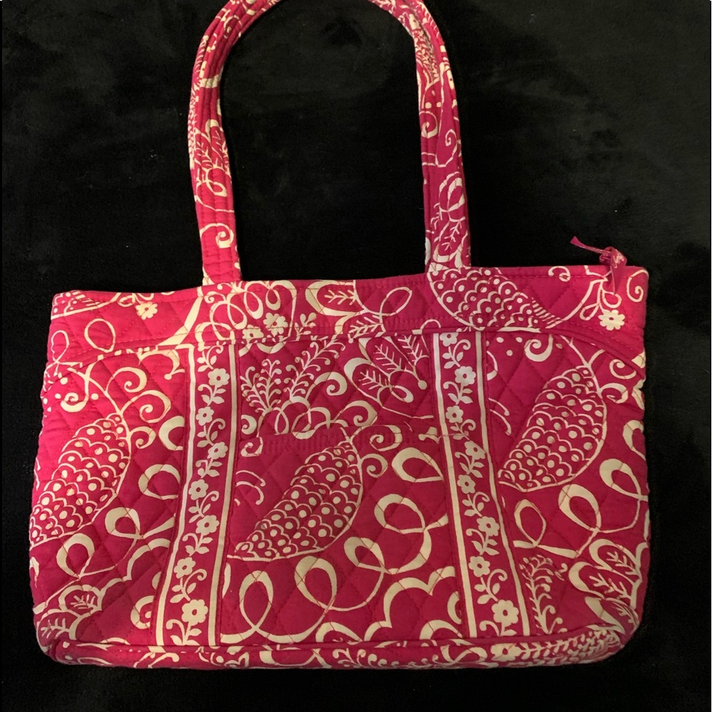 VERA BRADLEY TOTE TWIRLY BIRD DARK PINK AMD WHITE